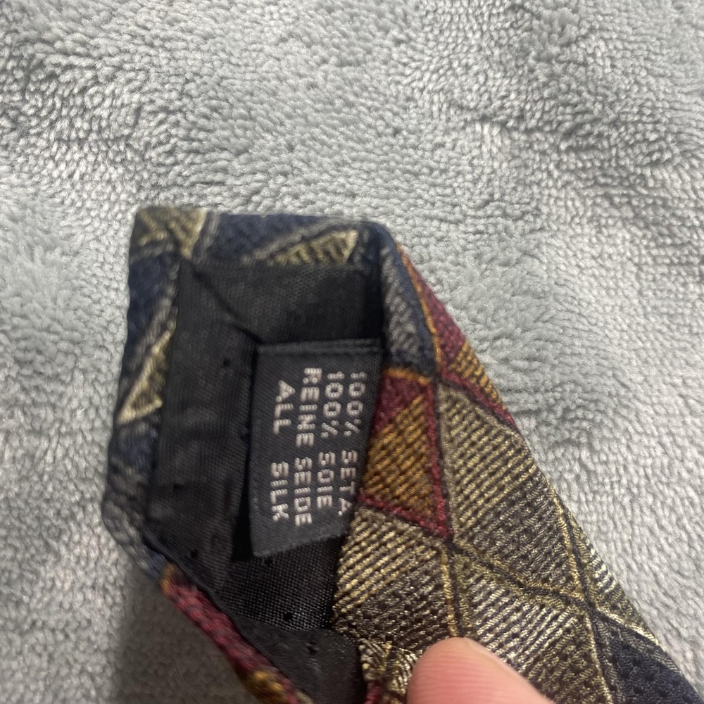Zinc Tie Mens One‎ Size Multicolor Geometric Silk Wide Handmade Jacquard Necktie - Picture 4 of 9